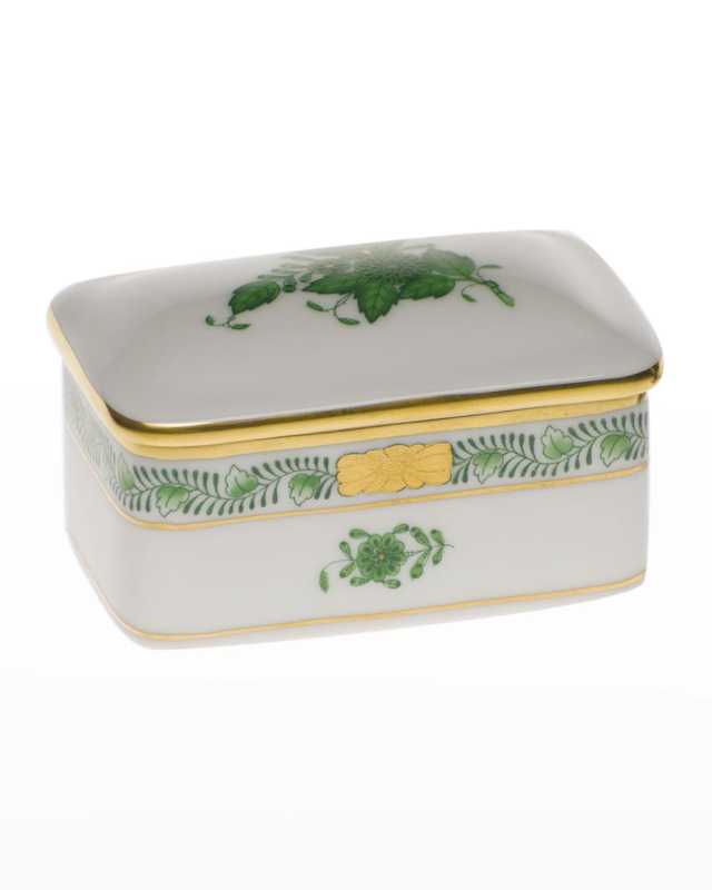 Chinese Bouquet Rectangular Box - Green