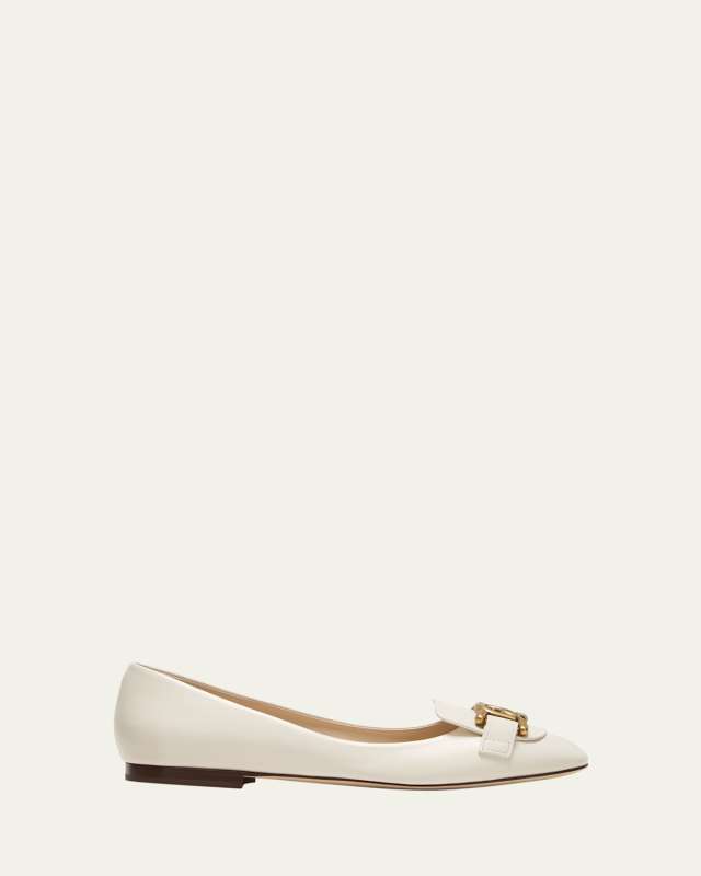 Leather Chain Ballerina Flats