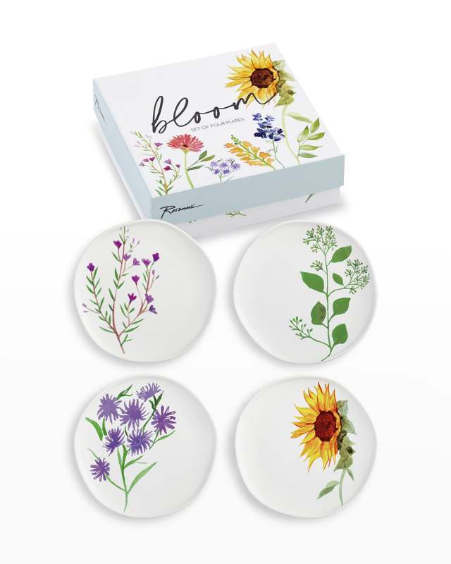 Bloom Simple Large Florals Plates, Set of 4