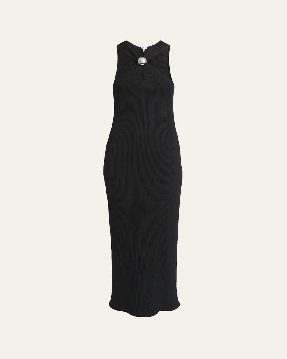 Ribbed Halter Dress with Anagram Detail
