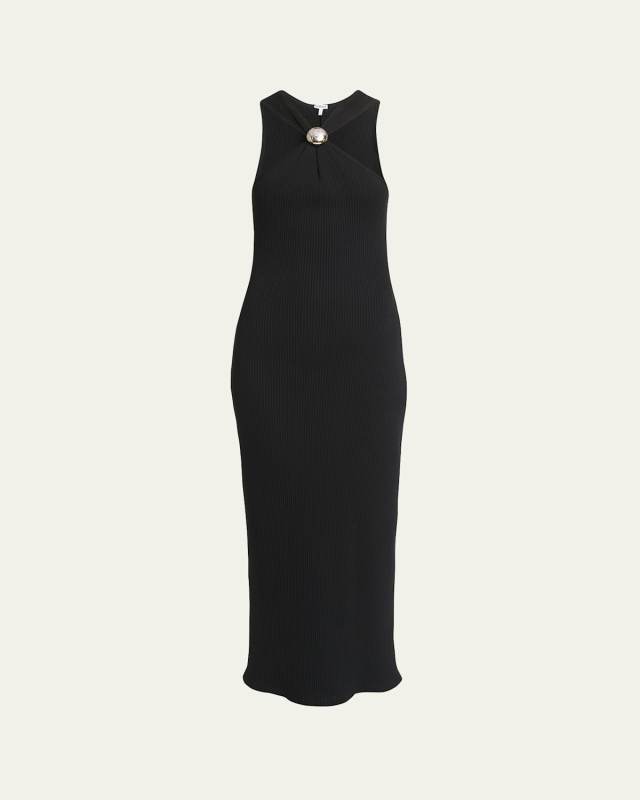 Ribbed Halter Dress with Anagram Detail