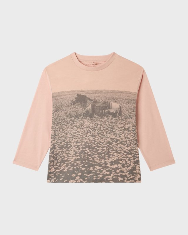 Girl's Horse-Print T-Shirt, Size 4-10