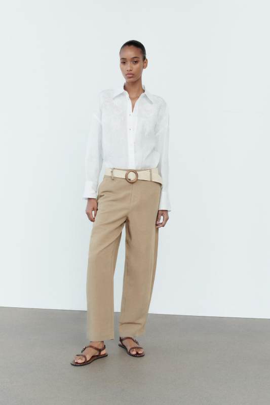 ZARA EMBROIDERED LINEN SHIRT