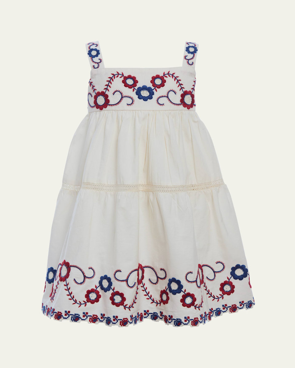 Girl's Soren Floral Embroidered Dress, Size 2-