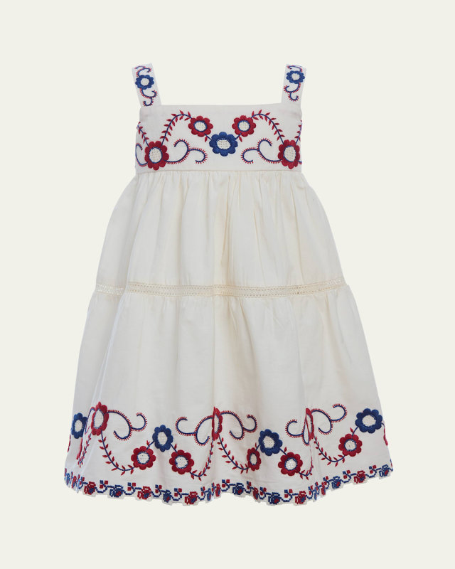 Girl's Soren Floral Embroidered Dress, Size 2-