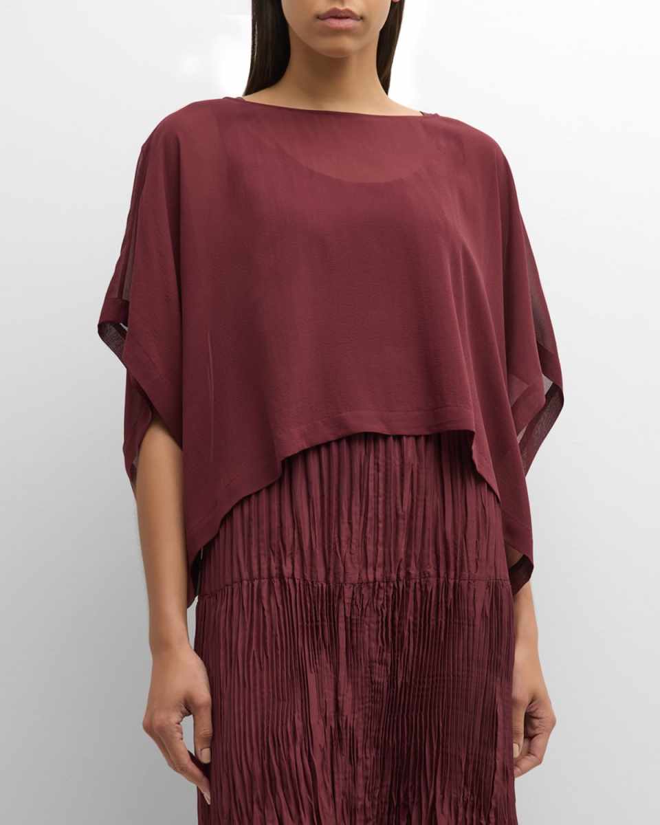 Bateau-Neck Sheer Silk Georgette Top