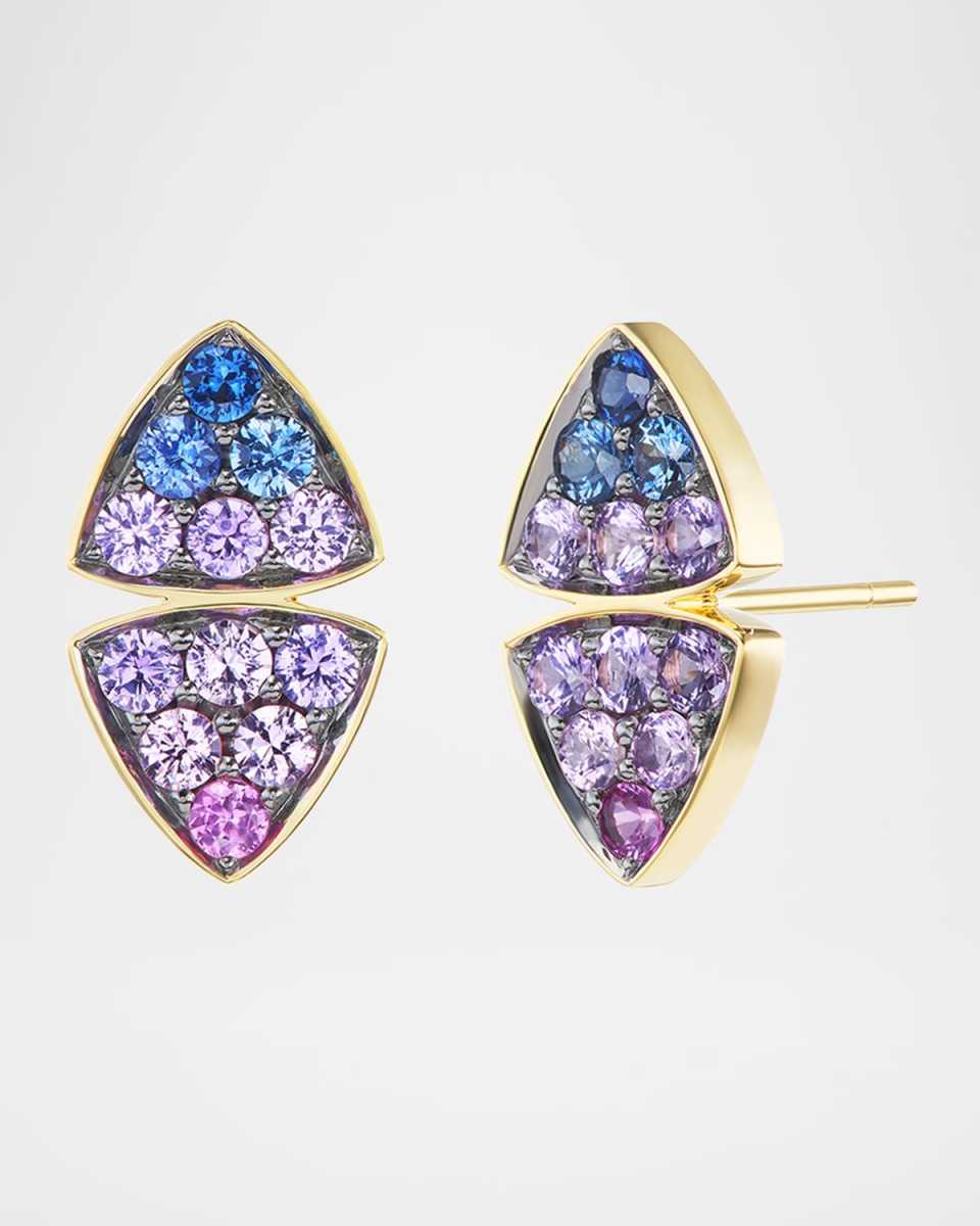 Candy Sky 18K Yellow Gold Multi-Color Sapphire Stud Earrings