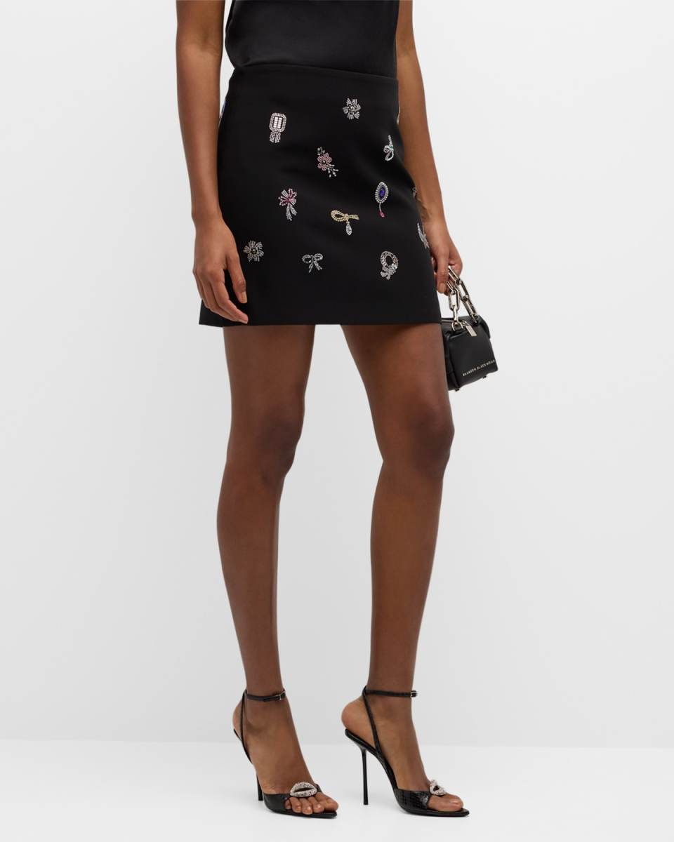 Doris Heatset Brooches Embroidered Mini Skirt
