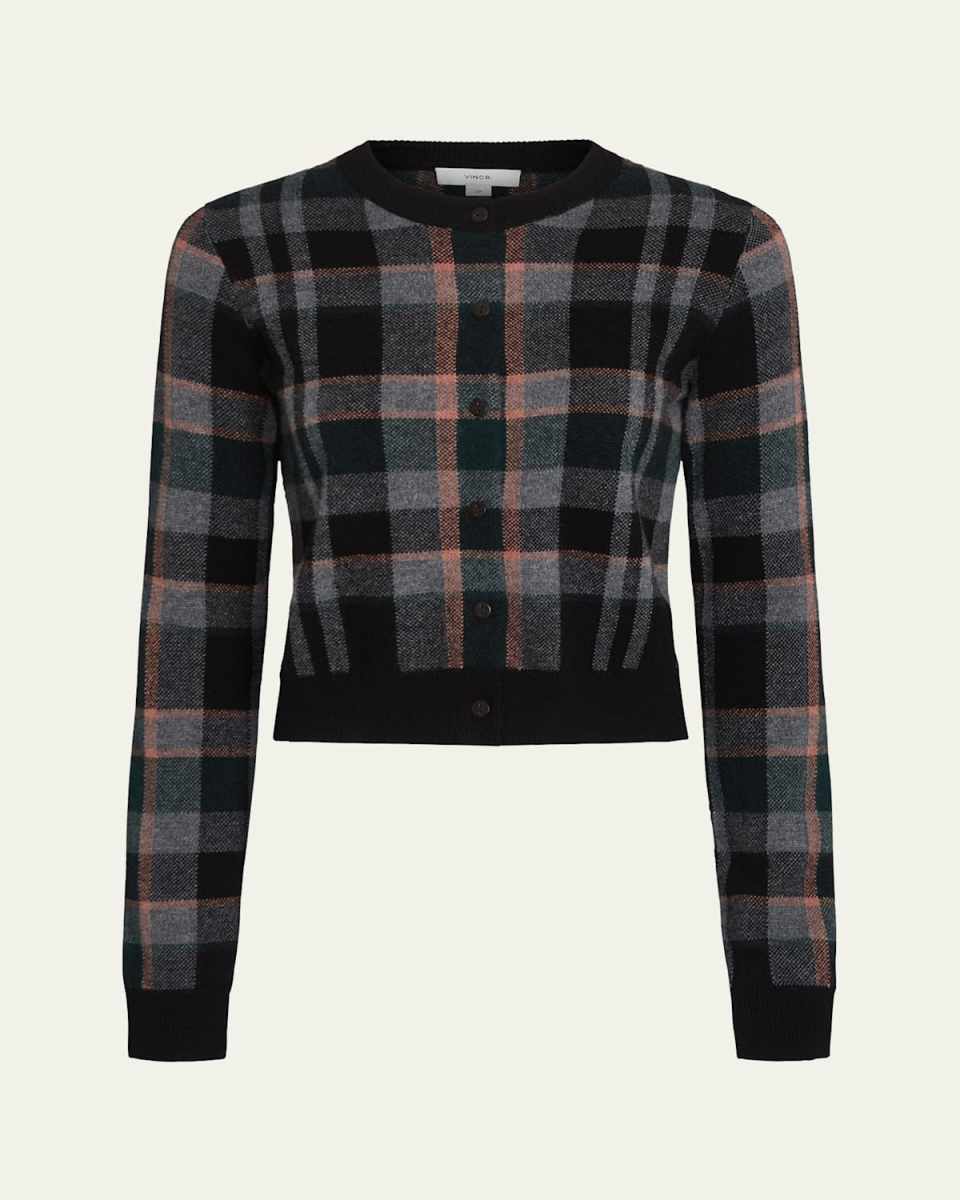 Cashmere Plaid Cardigan