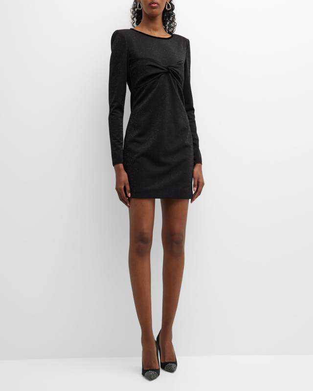 Twist-Front Shimmer Mini Dress