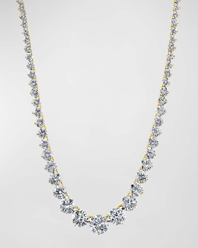 18K Gold 3-Prong Riviera 16" Diamond Necklace, 15.00tcw