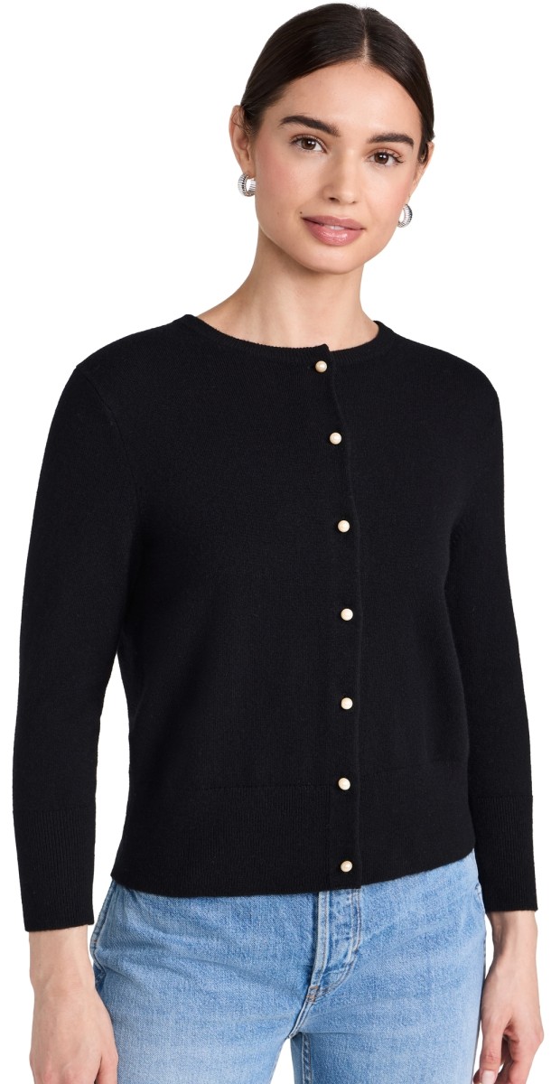 Vince Pearl Button Cardigan Black