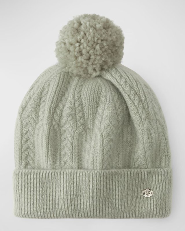 Fitted Cashmere Beanie With Pom