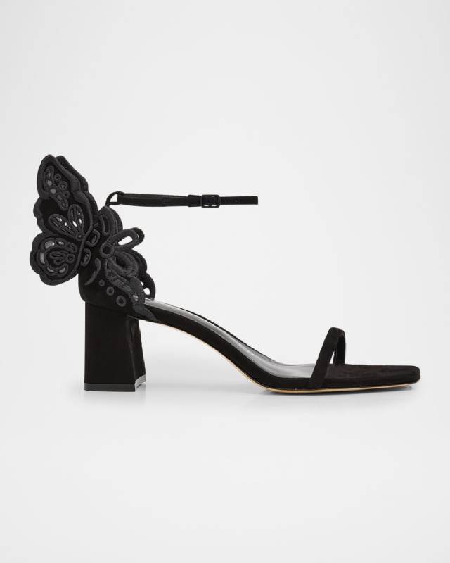 Chiara Suede Butterfly Ankle-Strap Sandals