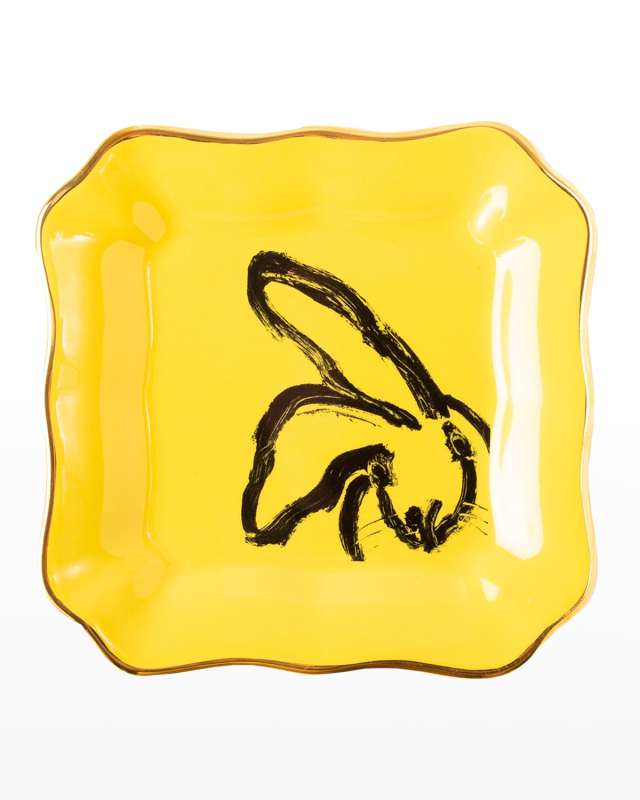 Portrait Plate with Gold Rim - Yellow