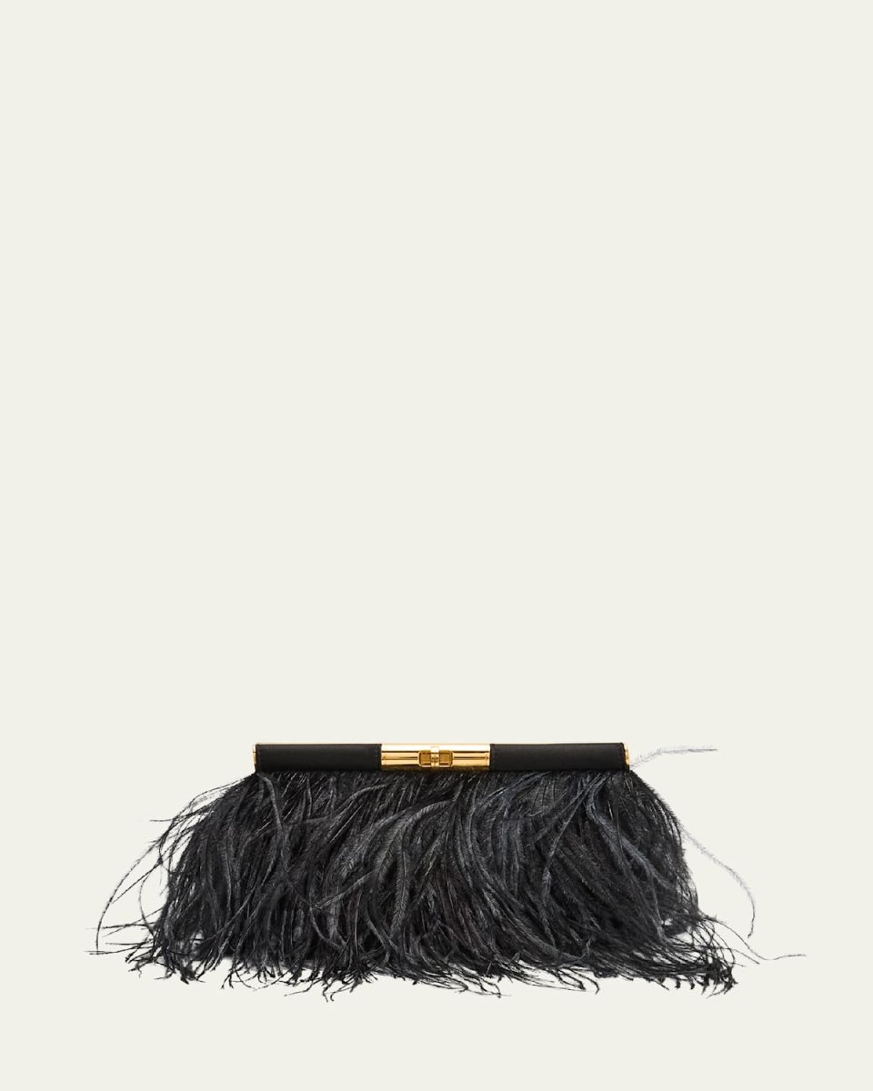 Marlene Medium Ostrich Feather Clutch Bag