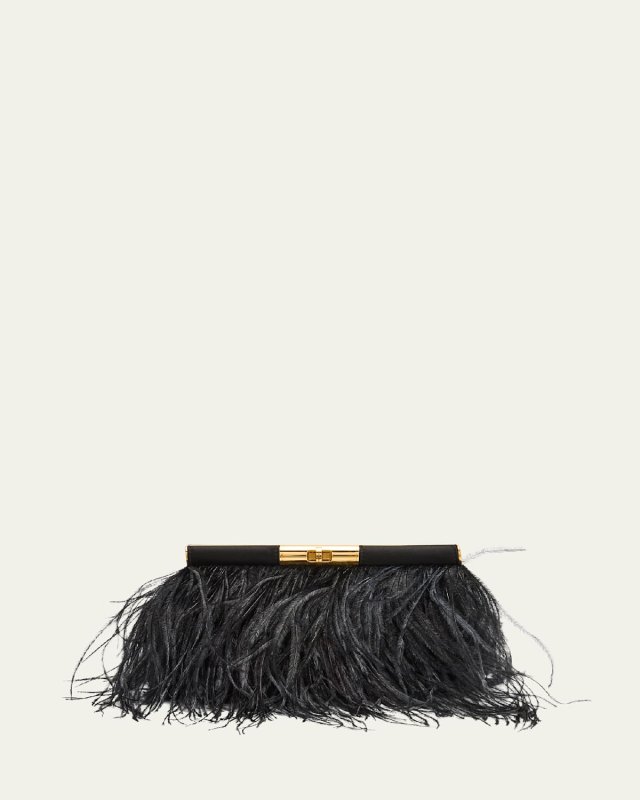 Marlene Medium Ostrich Feather Clutch Bag
