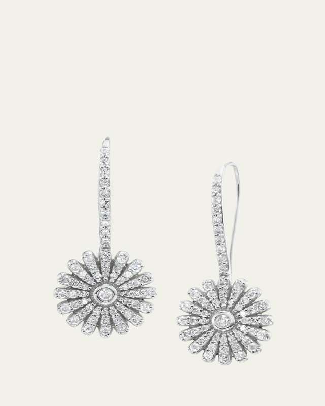 Pave Diamond Daisy Drop Earrings
