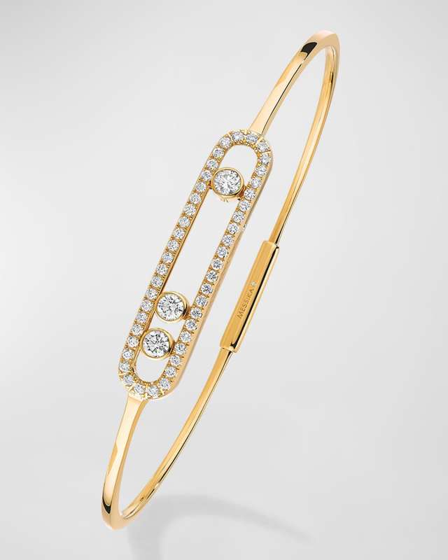MOVE PAVE 18K YELLOW GOLD THIN DIAMOND BRACELET