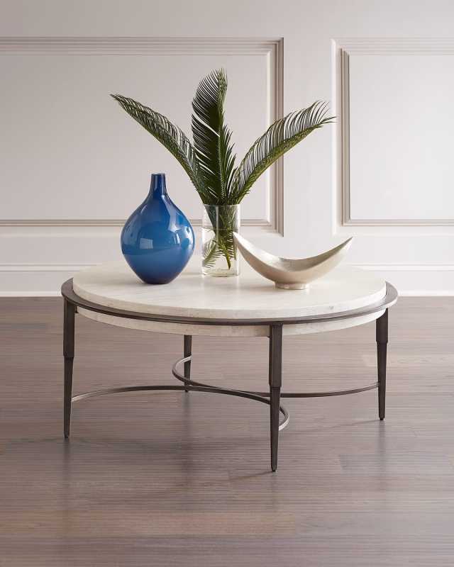 Barclay Round Travertine Coffee Table