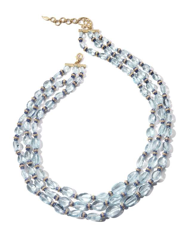 Affinity 20K Aquamarine 3-Row Necklace