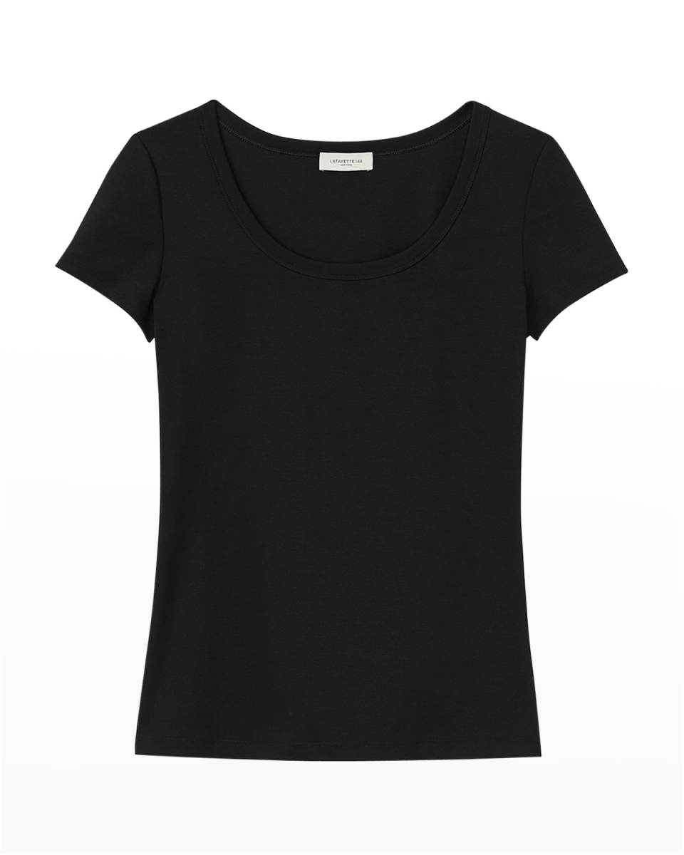 Petite Scoop-Neck Stretch Cotton T