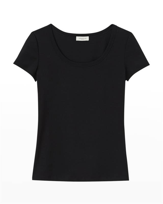 Petite Scoop-Neck Stretch Cotton T