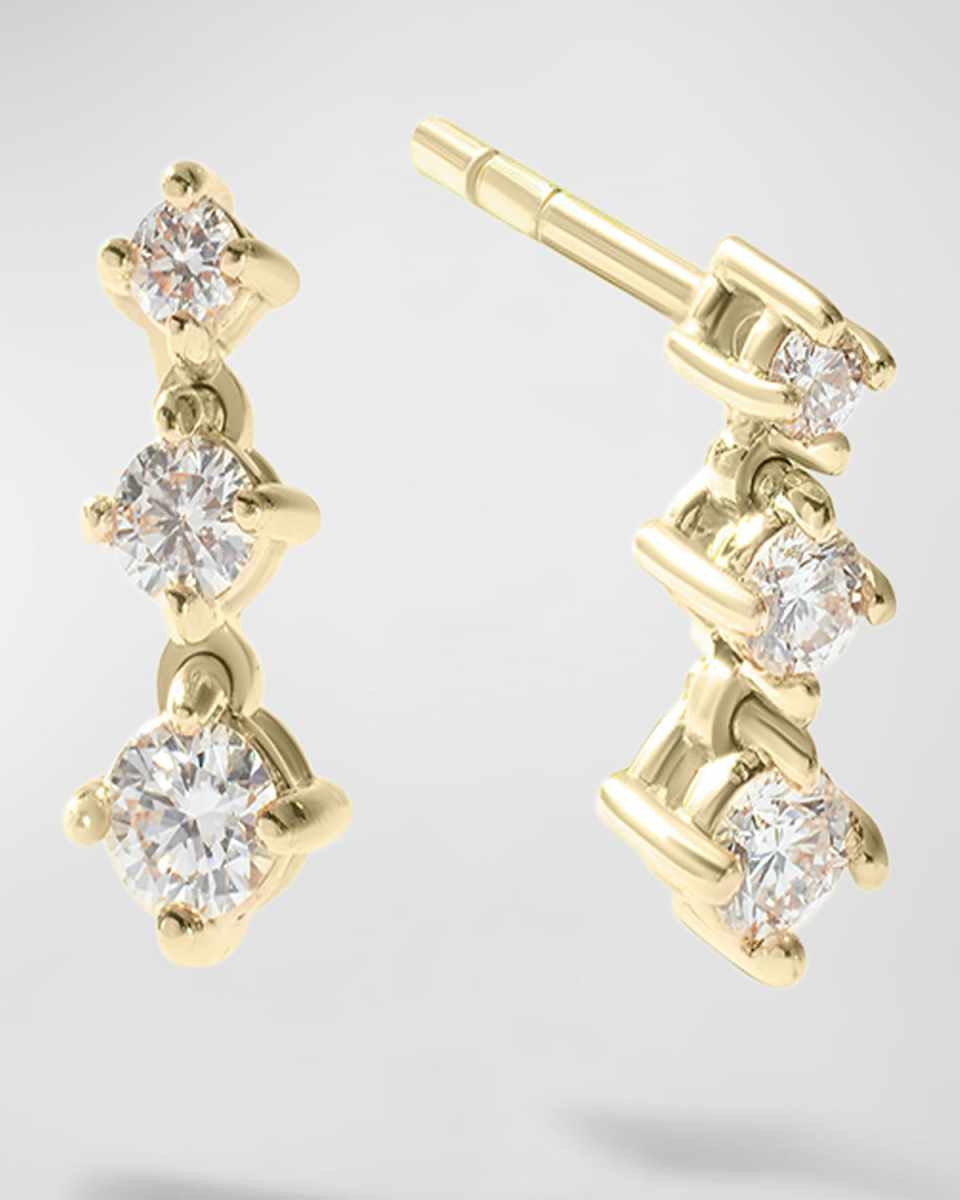 14K Gold 3-Piece Solo Diamond Charm Stud Earrings, Set of 2