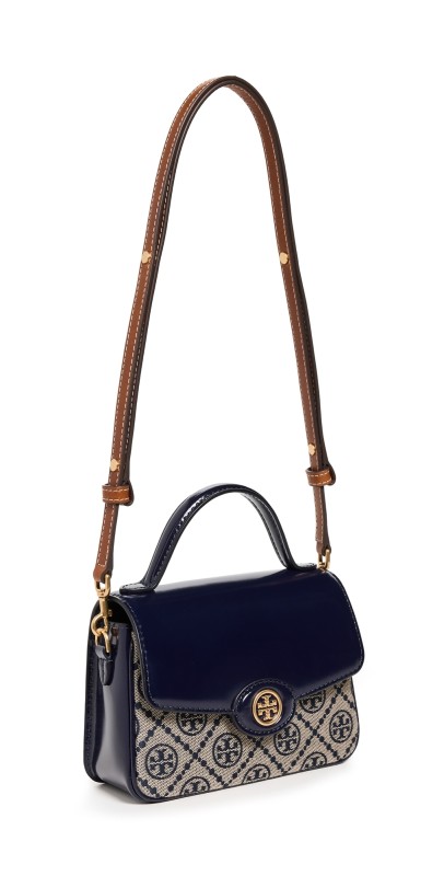 Tory Burch T Monogram Spazzolato Top Handle Satchel Tory Navy
