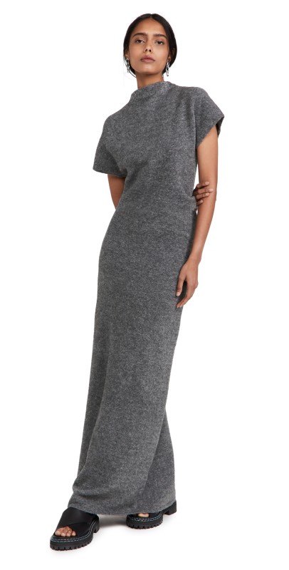 Proenzachouler Wool Knit Twisted Dress Grey Melange