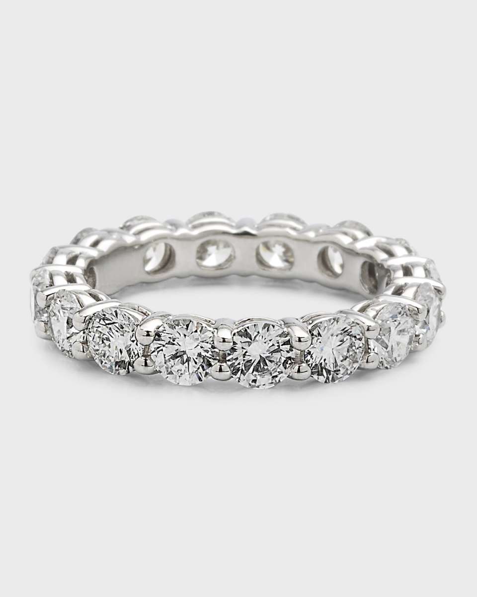 Platinum Round Diamond Eternity Ring, Size 6 3/4, 4.00tcw