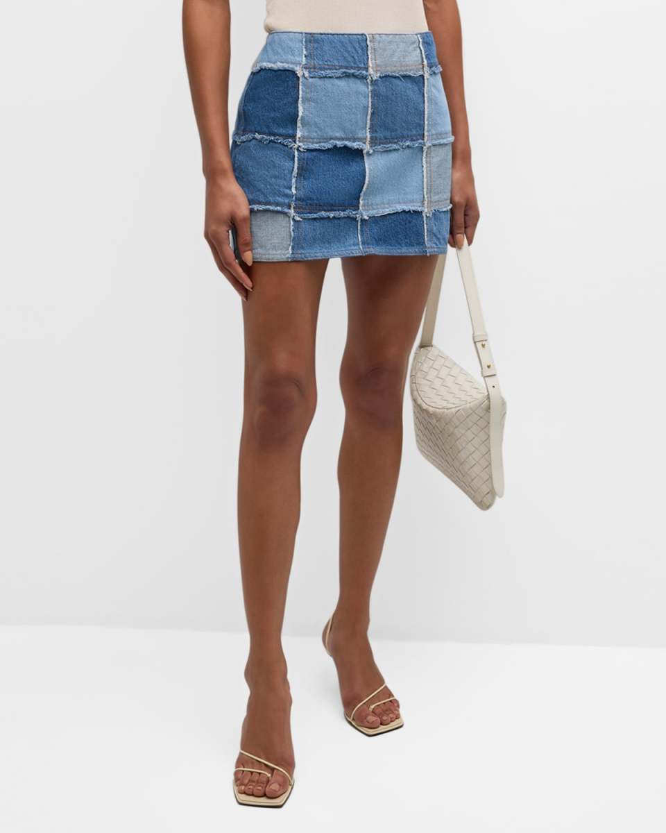 The 70s Patchwork Denim Mini Skirt