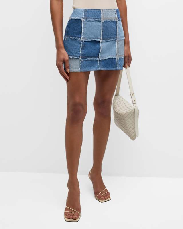 The 70s Patchwork Denim Mini Skirt