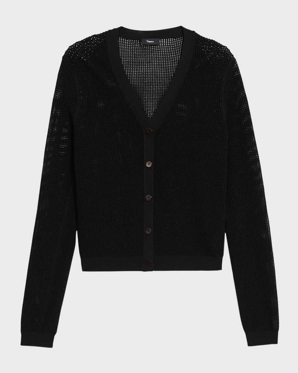 Mini Pointelle Stitch Crepe Cardigan