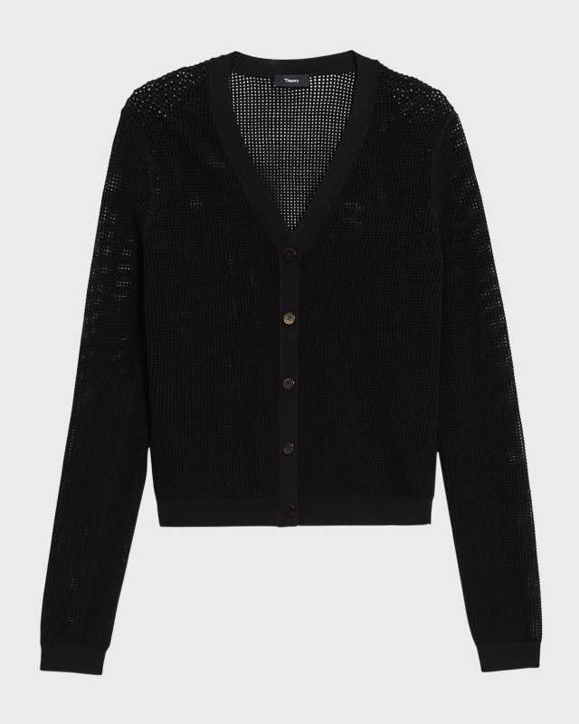 Mini Pointelle Stitch Crepe Cardigan