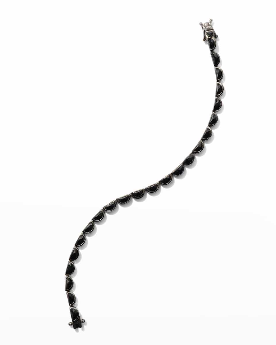 Small Scallop Tennis Bracelet in Black Spinel