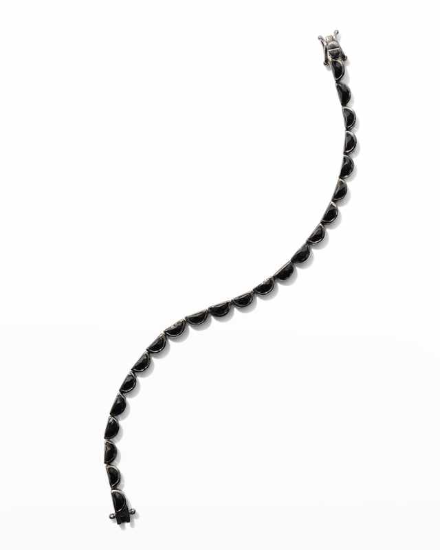 Small Scallop Tennis Bracelet in Black Spinel