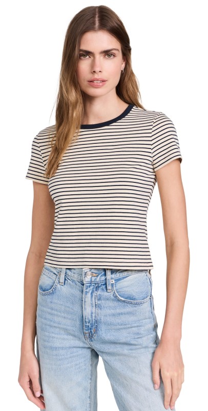 Denimist Striped Baby Tee Narrow Cream/Navy Stripe