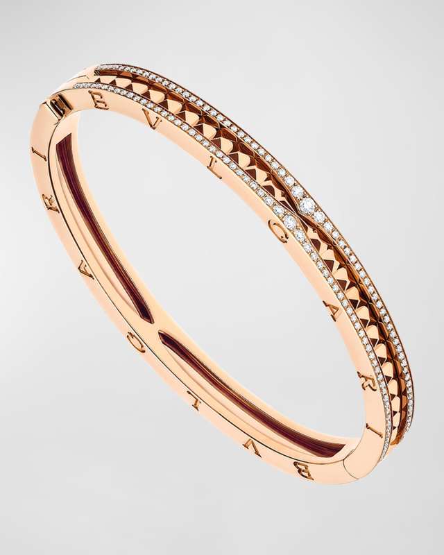 B. Zero1 Rock 18K Rose Gold Studded Diamond Bracelet, Size