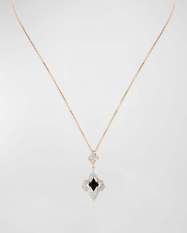 18K Yellow Gold Piano Black Elegant Necklace, 16-18"L