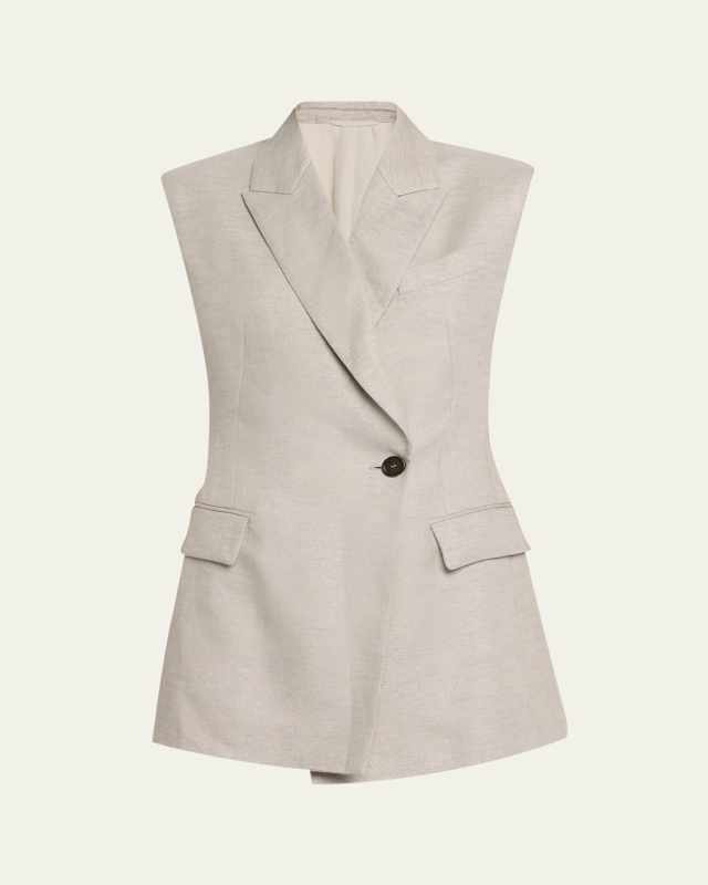 Single-Breasted Lurex Linen Vest