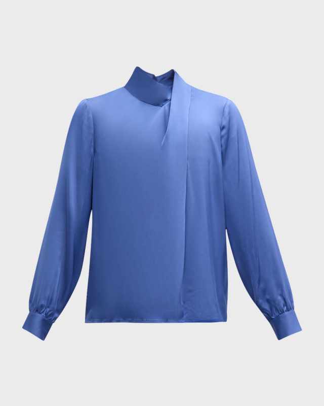 The Jaden Draped Mock-Neck Silk Blous