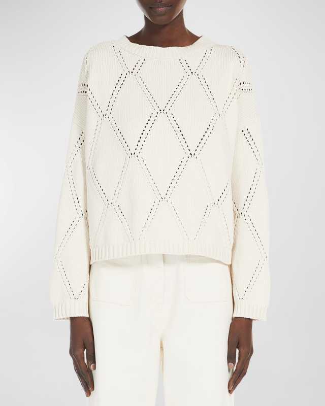 Abbozzi High-Low Pointelle Knit Sweater