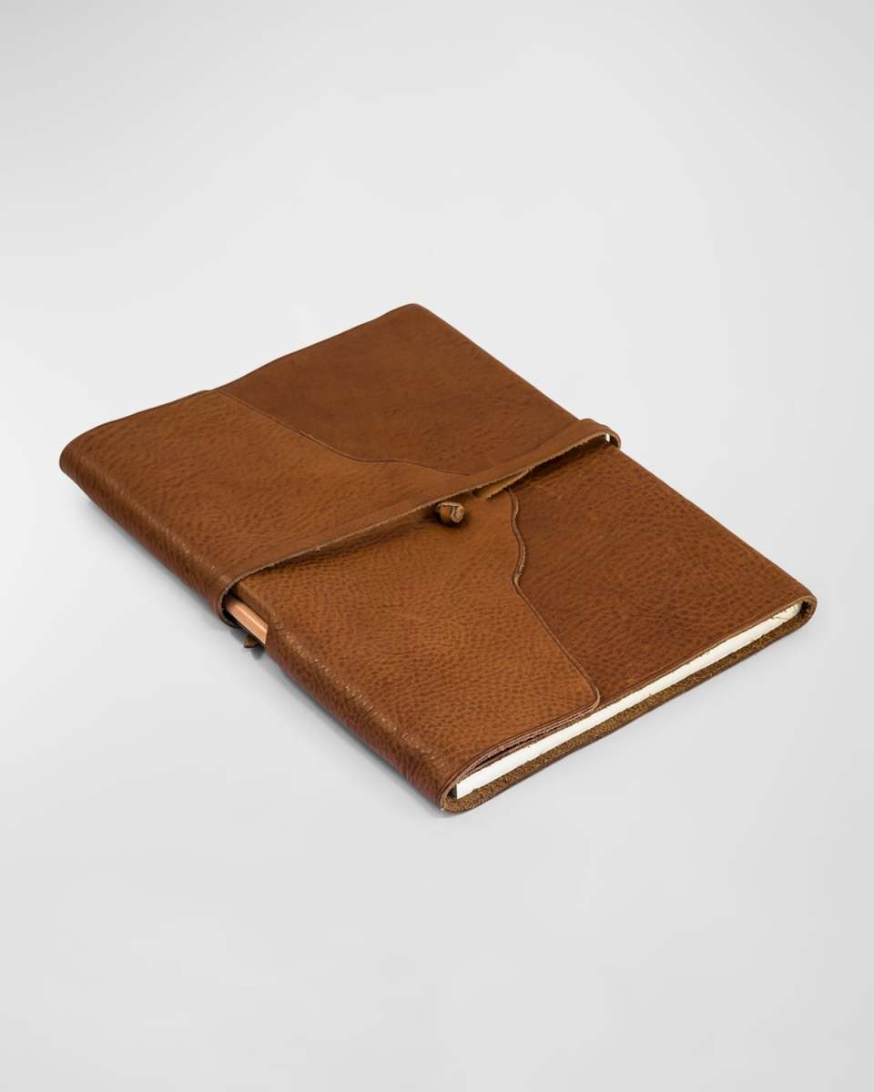 Caravaggio Leather Tie Notebook, Brown