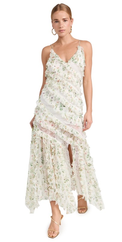 alice + olivia Sondra Lace Ruffle Maxi Dress Georgia Floral