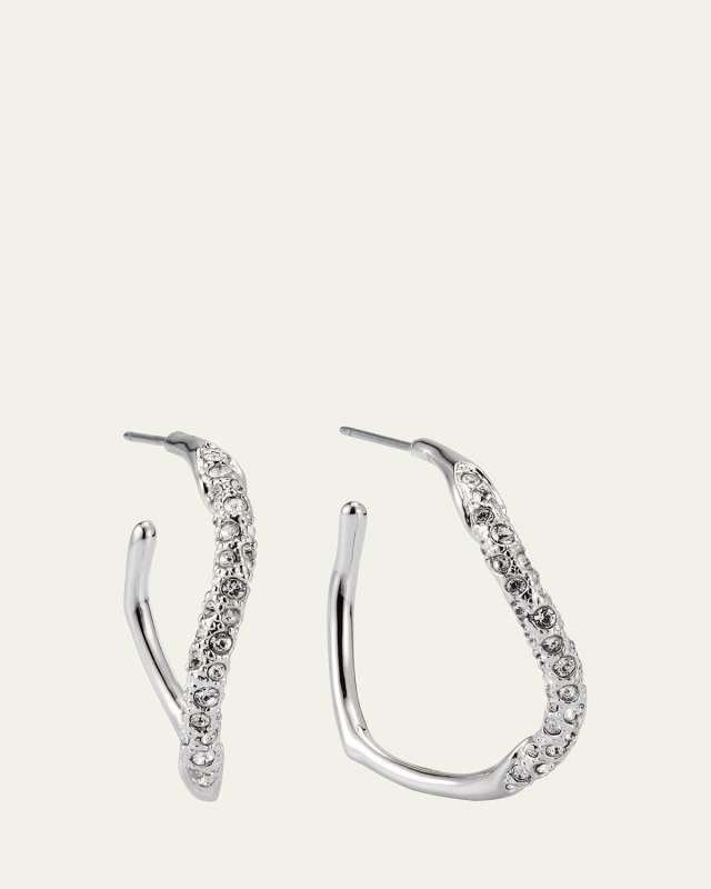 Medium Two-Toned Pave Hoop Earrings