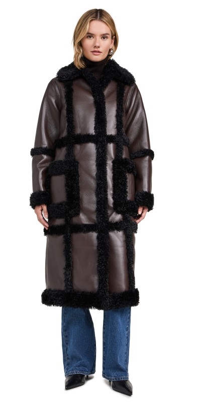 STAND STUDIO Patrice Coat Dark Brown/Black