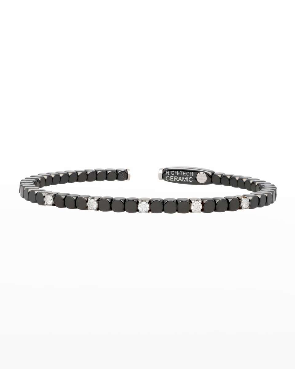 Dado 18k White Gold, Ceramic & Five Diamond Bracelet