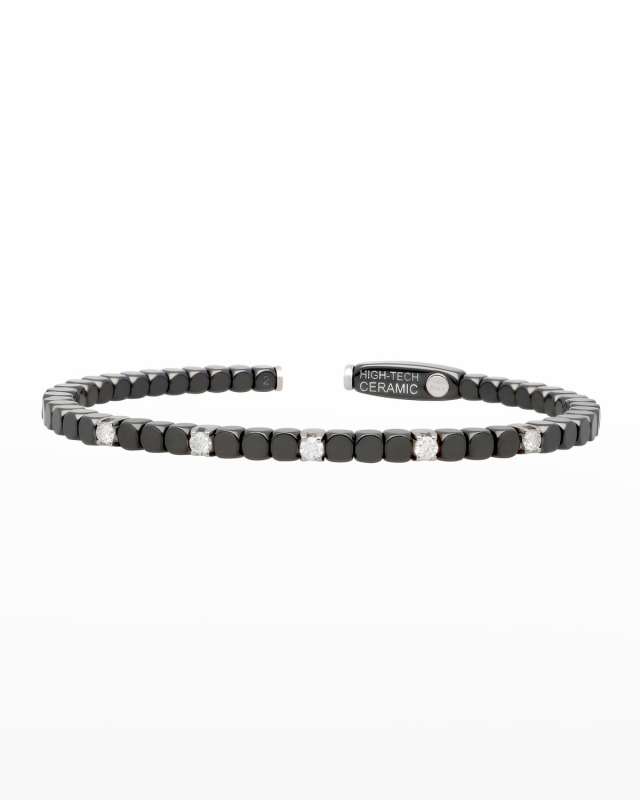 Dado 18k White Gold, Ceramic & Five Diamond Bracelet