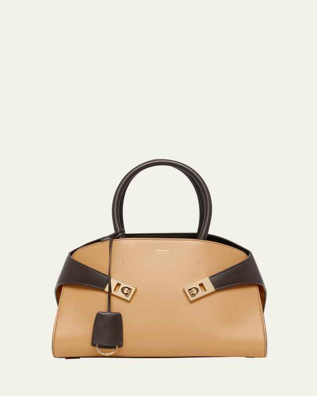 Small Hug Colorblock Leather Top-Handle Bag